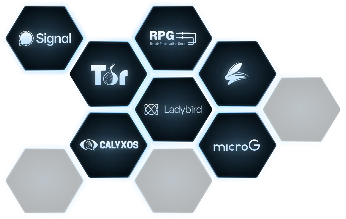 Grid of funded open source projects